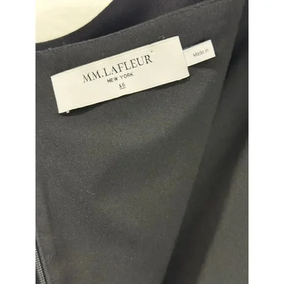 M.M.LaFleur Cynthia Dress Black Wool Sheath Square Neck Work Size 16 - Picture 9 of 12